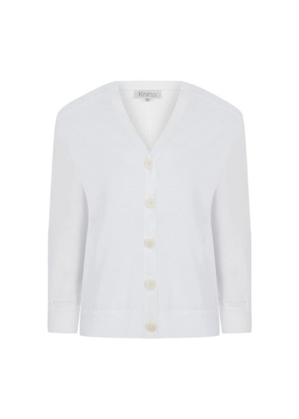 Cashmere Blend Ecru Knit Cardigan - 6