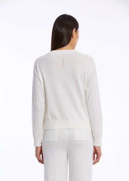 Cashmere Blend Ecru Knit Cardigan - 5
