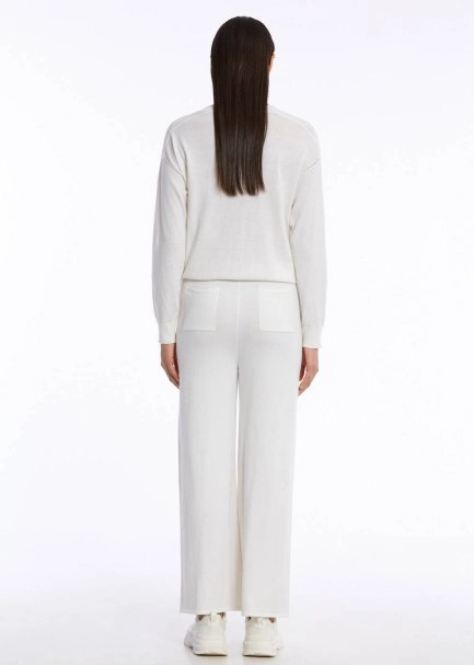 Cashmere Blend Ecru Knıt Pants - 5