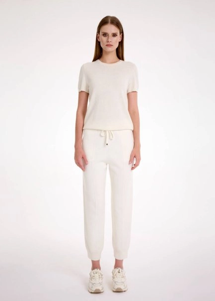 CASHMERE BLEND ECRU KNIT TOP - 2