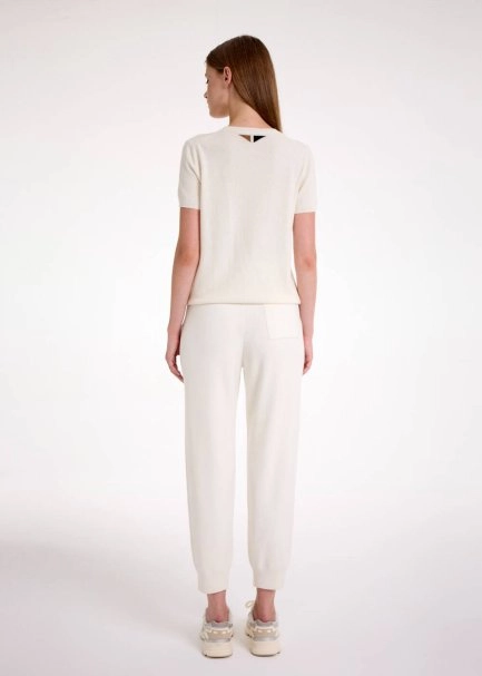 CASHMERE BLEND ECRU KNIT TOP - 5