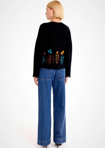 CASHMERE BLEND FLOWER EMBROIDERED KNIT CARDIGAN - 5