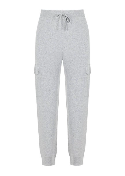 CASHMERE BLEND GREY CARGO KNIT PANTS - 6