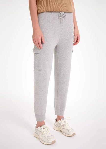 CASHMERE BLEND GREY CARGO KNIT PANTS - 4