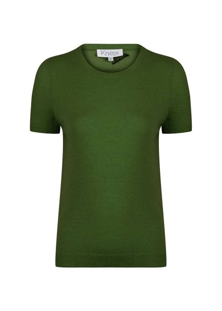 CASHMERE BLEND HERB GREEN KNIT TOP - 6