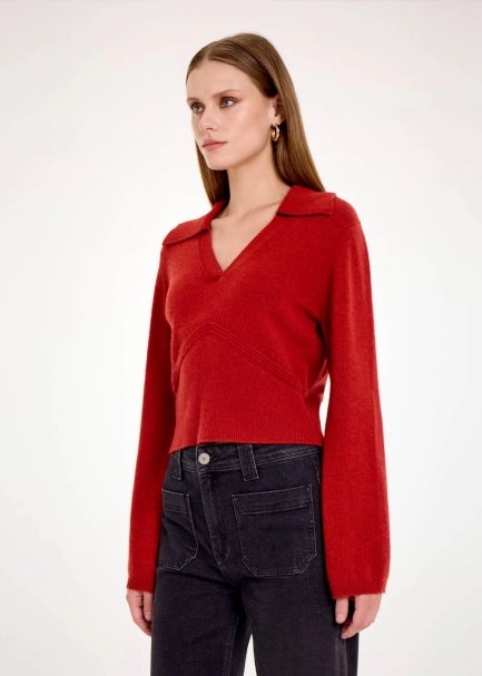 CASHMERE BLEND INTENSE RUST SWEATER - 3