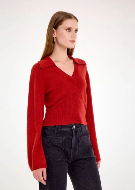 CASHMERE BLEND INTENSE RUST SWEATER - 4