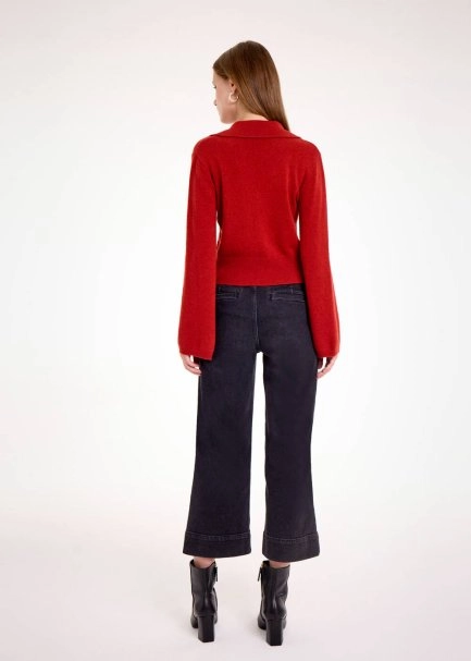 CASHMERE BLEND INTENSE RUST SWEATER - 5