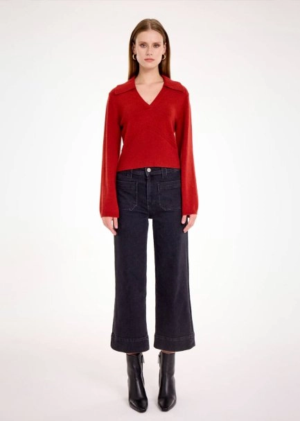 CASHMERE BLEND INTENSE RUST SWEATER - 2