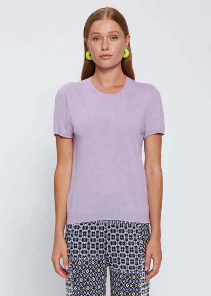 CASHMERE BLEND LAVANDER KNIT TOP - 1