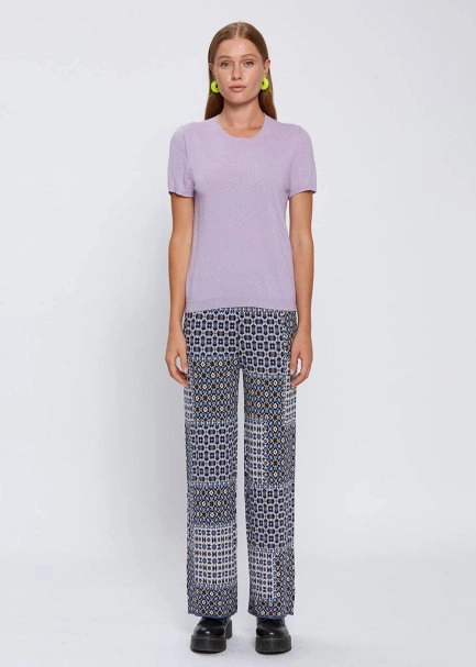 CASHMERE BLEND LAVANDER KNIT TOP - 2