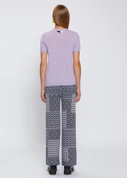 CASHMERE BLEND LAVANDER KNIT TOP - 5