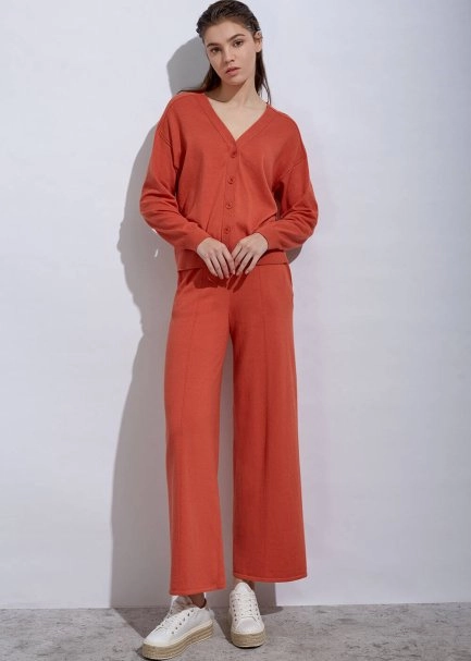 Cashmere Blend Mandarin Knıt Pants - 2