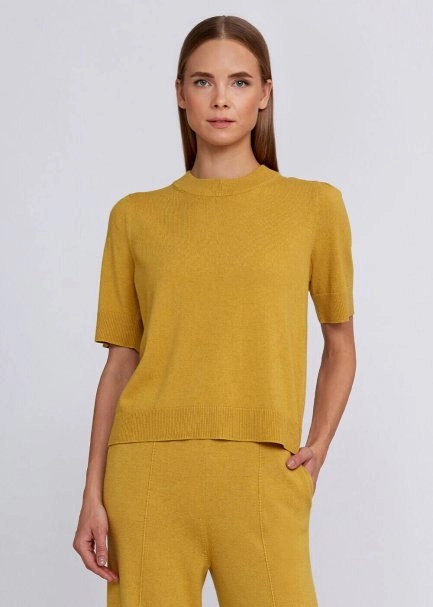 Cashmere Blend Mustard Knıt Top - 1