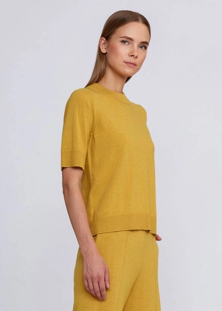 Cashmere Blend Mustard Knıt Top - 4