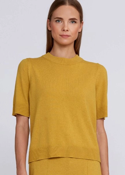 Cashmere Blend Mustard Knıt Top - 6