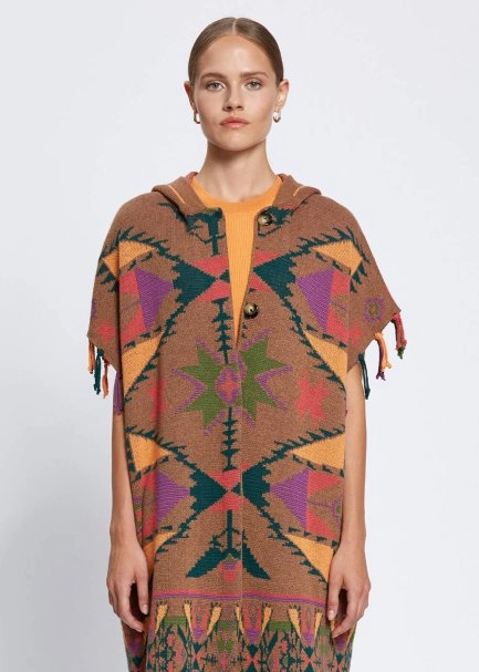 CASHMERE BLEND OVERSIZE KNIT CAPE - 1