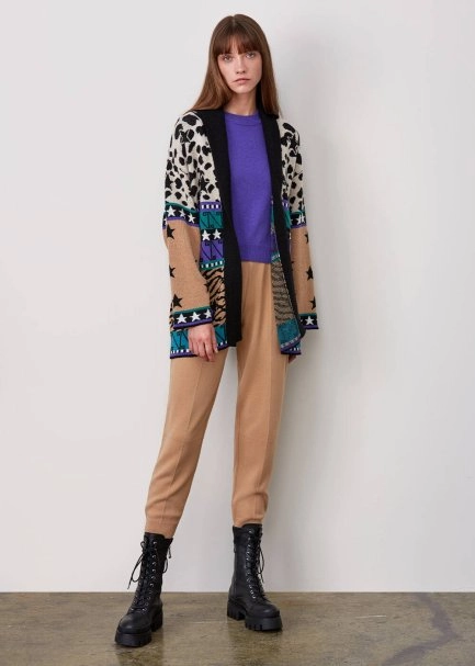 Cashmere Blend Patterned Multıcolor Knıt Cardıgan - 5