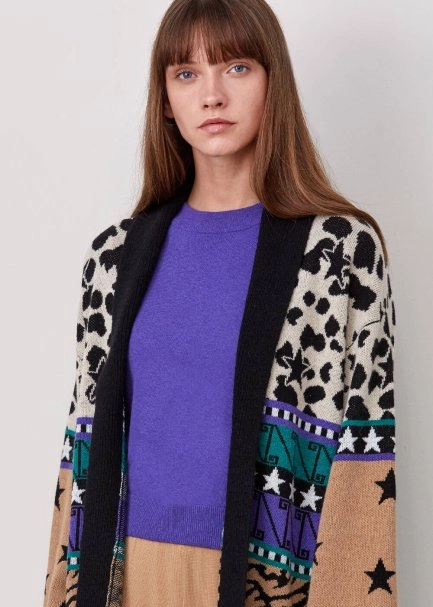 Cashmere Blend Patterned Multıcolor Knıt Cardıgan - 6