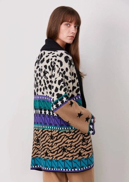 Cashmere Blend Patterned Multıcolor Knıt Cardıgan - 7