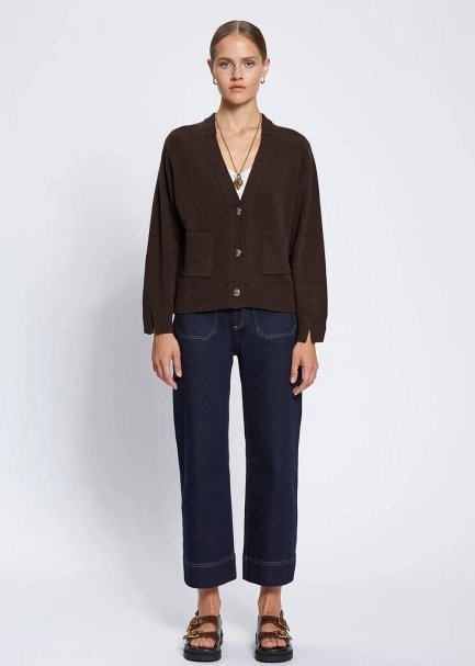 Cashmere Blend Pocket Detailed Dark Brown Knit Cardigan - 2