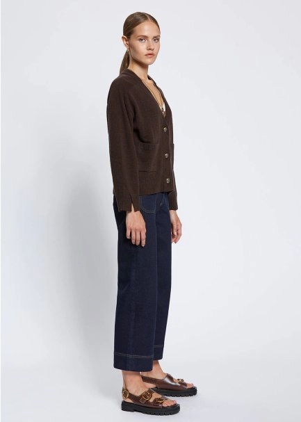 Cashmere Blend Pocket Detailed Dark Brown Knit Cardigan - 4