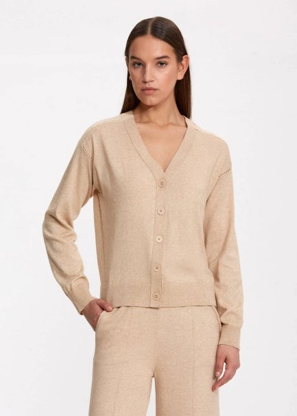 Cashmere Blend Sand Knit Cardigan - 3