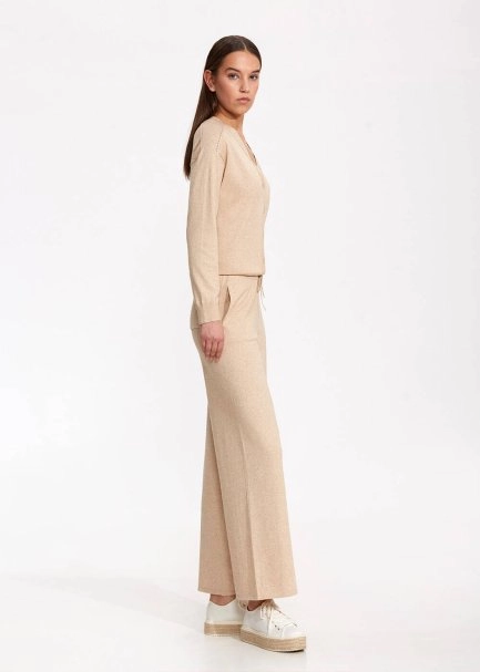 Cashmere Blend Sand Knıt Pants - 4