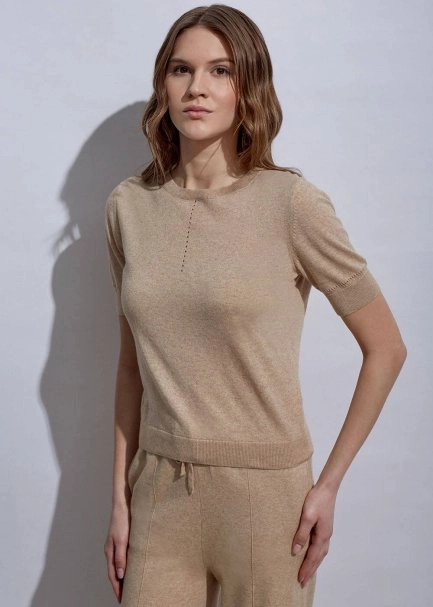 Cashmere Blend Sand Knit Top - 5