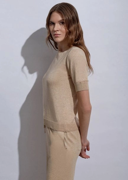Cashmere Blend Sand Knit Top - 6