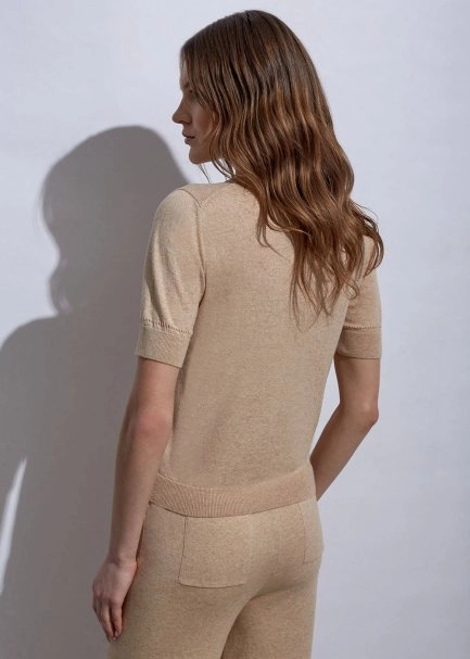 Cashmere Blend Sand Knit Top - 7