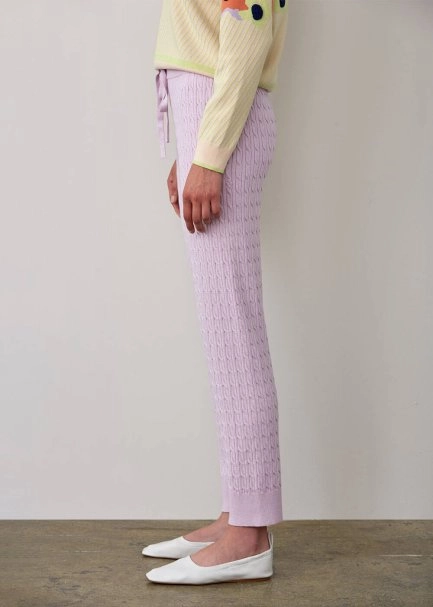 Cashmere Blend Stıtch Detaıled Lılac Knıt Pants - 4