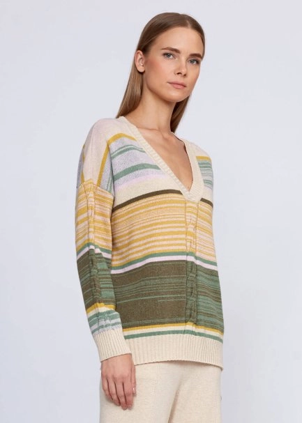 Cashmere Blend Stripe Detailed Knit Top - 4