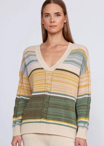 Cashmere Blend Stripe Detailed Knit Top - 7