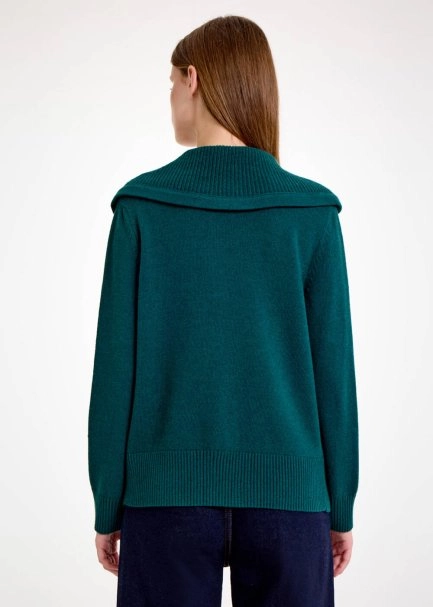 CASHMERE BLEND WIDE COLLAR MALACHITE SWEATER - 7