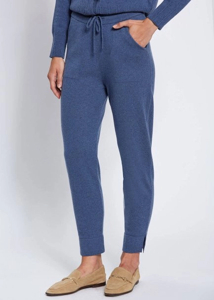Cashmere Blue Knit Jogger Pants - 3