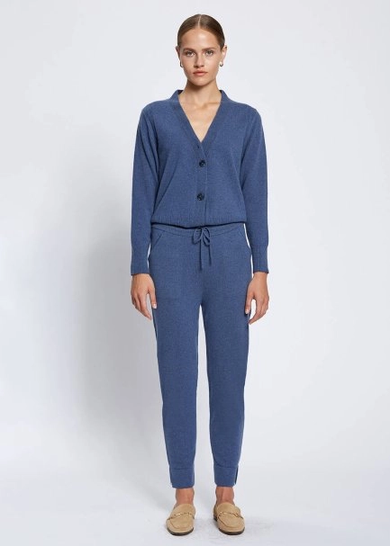 Cashmere Blue Knit Jogger Pants - 1