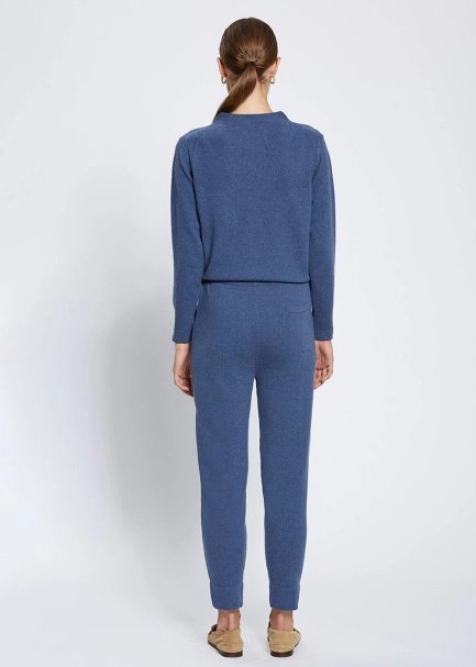 Cashmere Blue Knit Jogger Pants - 5