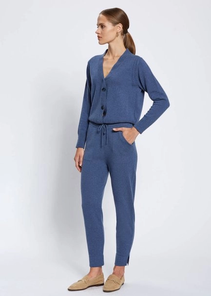 Cashmere Blue Knit Jogger Pants - 4