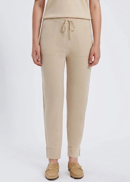 Cashmere Cream Knit Jogger Pants - 2