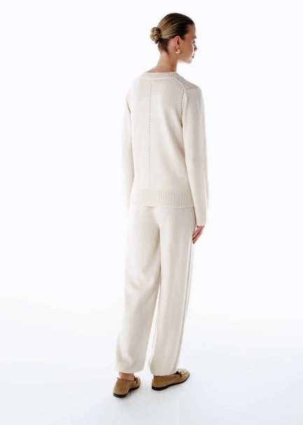 CASHMERE KNIT PANTS ECRU - 5