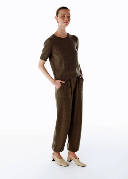 CASHMERE KNIT PANTS OLIVESTONE - 4