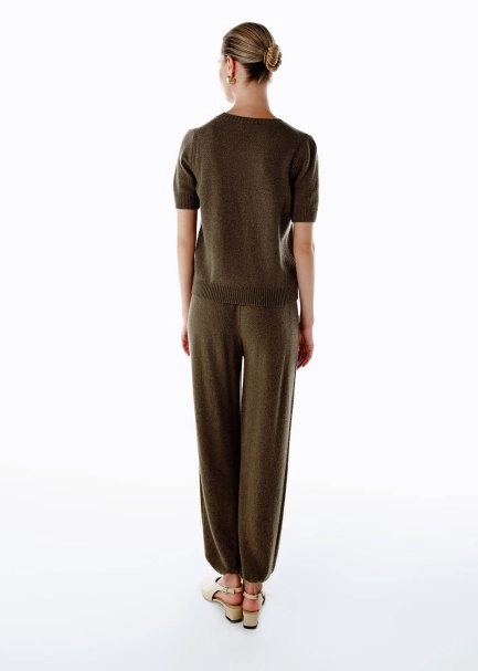 CASHMERE KNIT PANTS OLIVESTONE - 5