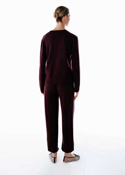 CASHMERE KNIT PANTS PLUM - 5