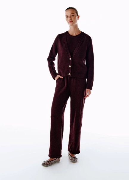 CASHMERE KNIT PANTS PLUM - 3