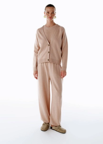 CASHMERE KNIT PANTS POWDER - 1