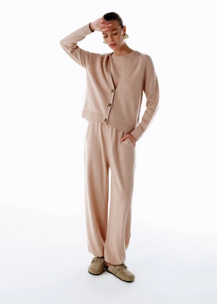 CASHMERE KNIT PANTS POWDER - 3