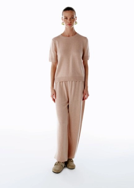 CASHMERE KNIT PANTS POWDER - 2