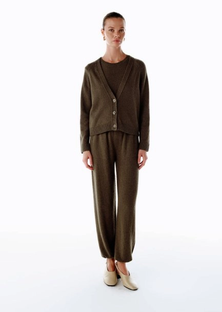 CASHMERE KNIT TOP OLIVESTONE - 2