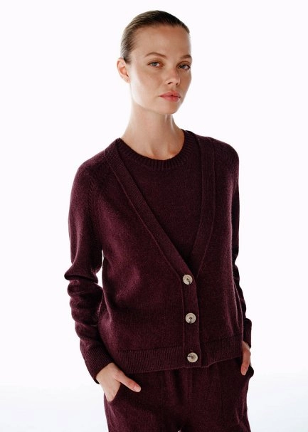 CASHMERE KNIT TOP PLUM - 4